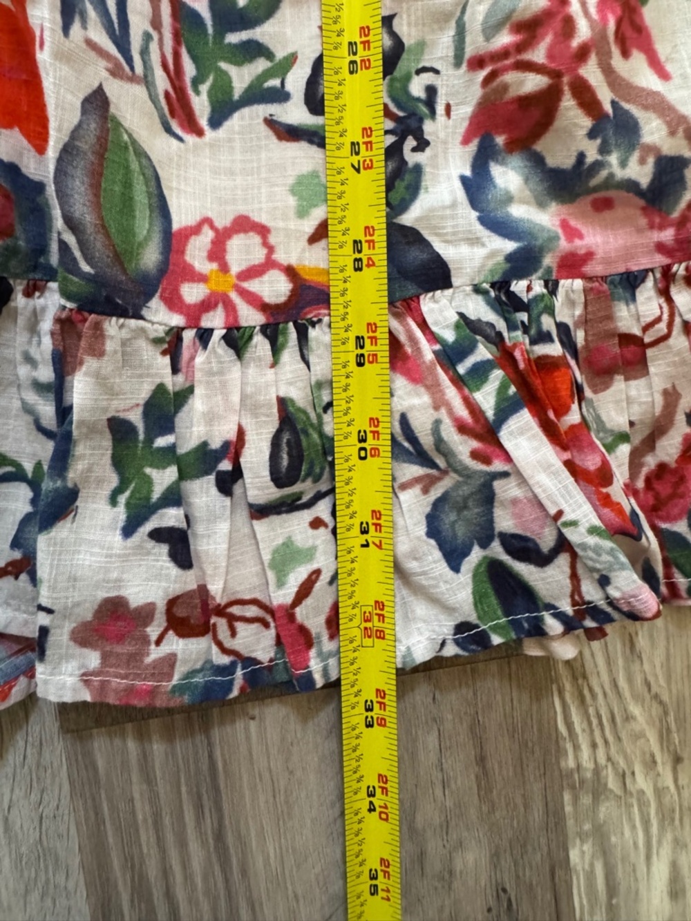 By Anthropologie Floral Smocked Mini Dress | Size M Ruffle cotton Multicolor - Picture 9 of 9